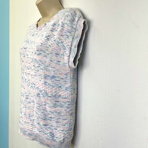 Vintage - Short Cap Sleeve Light Pastel Knitted Sweater Size Small - Picture 5 of 12